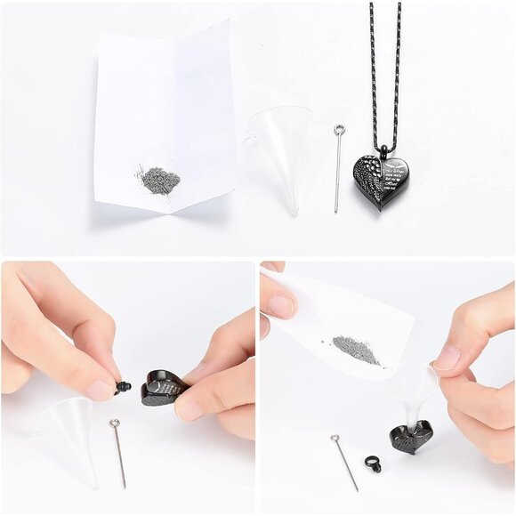 Personalized Angel Wing Heart Urn Necklace for Ashes - Keepsake Memorial Jewelry - Picture 4 of 7